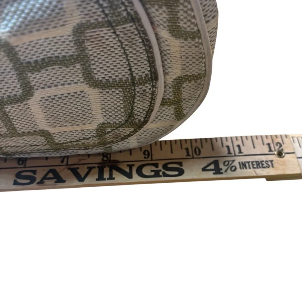 Nine West Green Ivory Geometric Print Shoulder Bag Fabric Faux Leather Trim - Picture 9 of 11